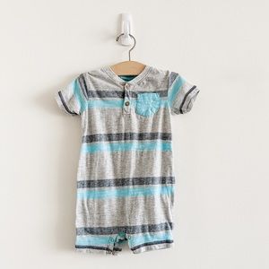 Baby Boy's Leonard Yarn-Dyed Pocket Striped Romper size 18-24 months